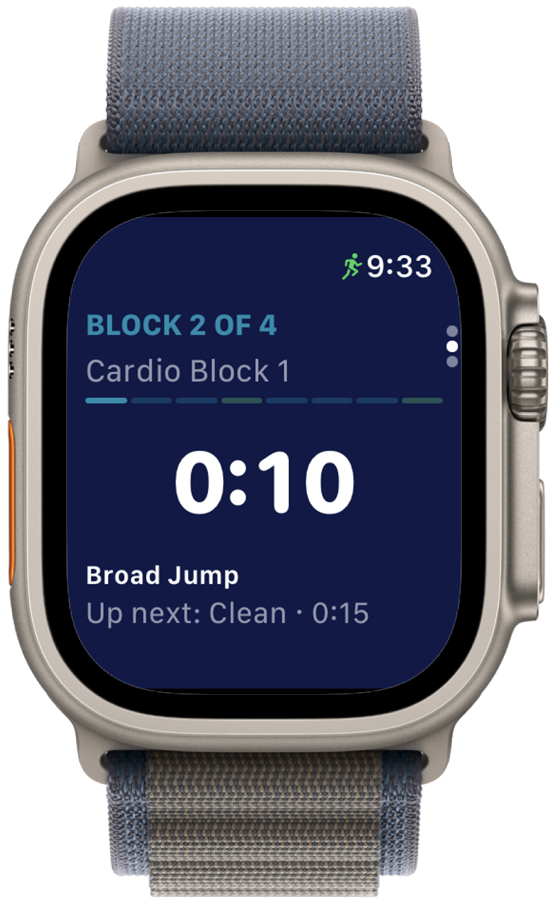 Apple Watch tracking the same workout block in sync